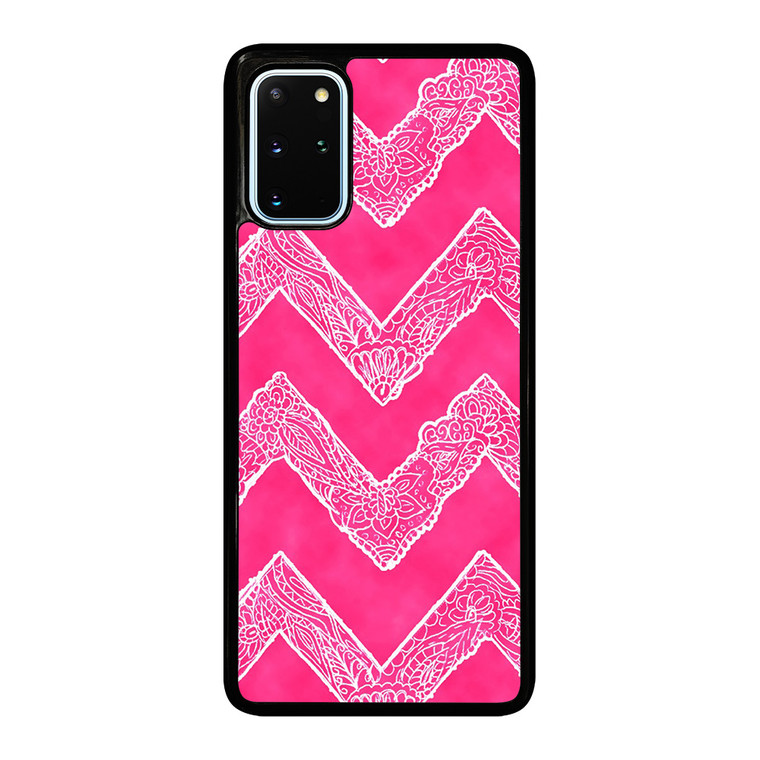 WHITE FLORAL PAISLEY CHEVRON PATTERN Samsung Galaxy S20 Plus Case Cover