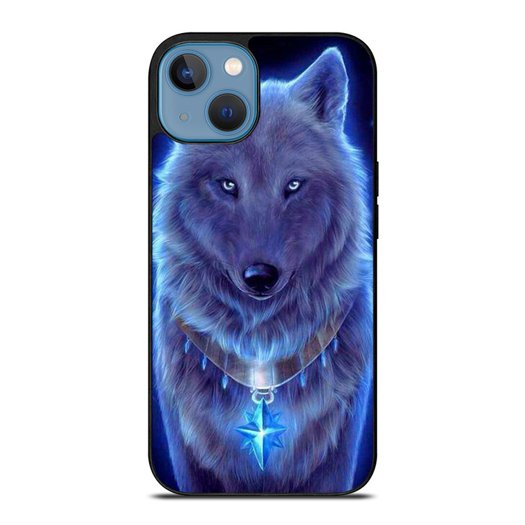 BLUE EYE GRAY FANTASY WOLF iPhone 13 Case Cover
