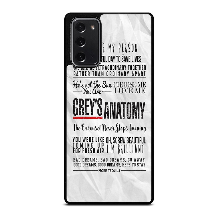 GREY'S ANATOMY QUOTES 2 Samsung Galaxy Note 20 Case Cover