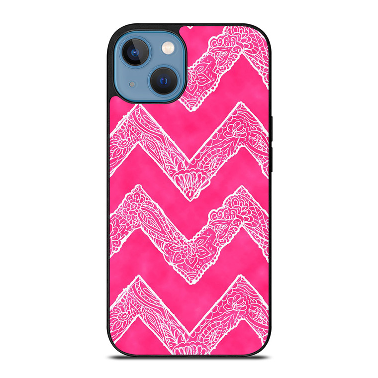 WHITE FLORAL PAISLEY CHEVRON PATTERN iPhone 13 Case Cover