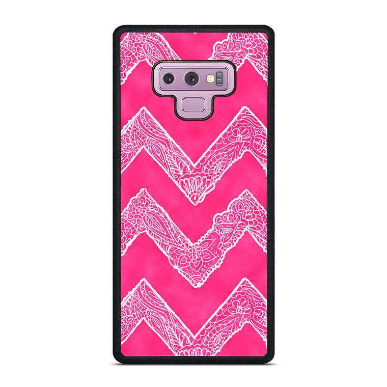 WHITE FLORAL PAISLEY CHEVRON PATTERN Samsung Galaxy Note 9 Case Cover