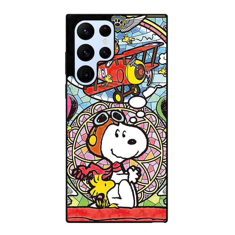 SNOOPY THE PEANUTS GLASS ART Samsung Galaxy S22 Ultra Case Cover