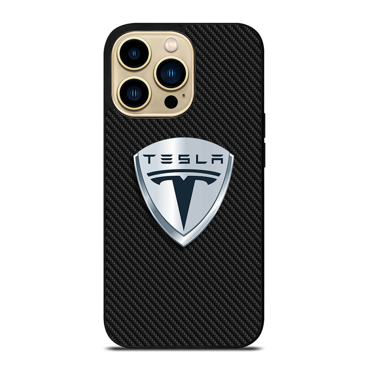 TESLA MOTORS EMBLEM CARBON iPhone 14 Pro Max Case Cover