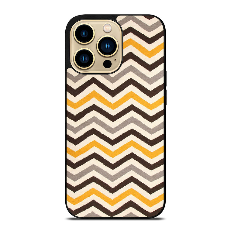 YELLOW BROWN CHEVRON PATTERN iPhone 14 Pro Max Case Cover