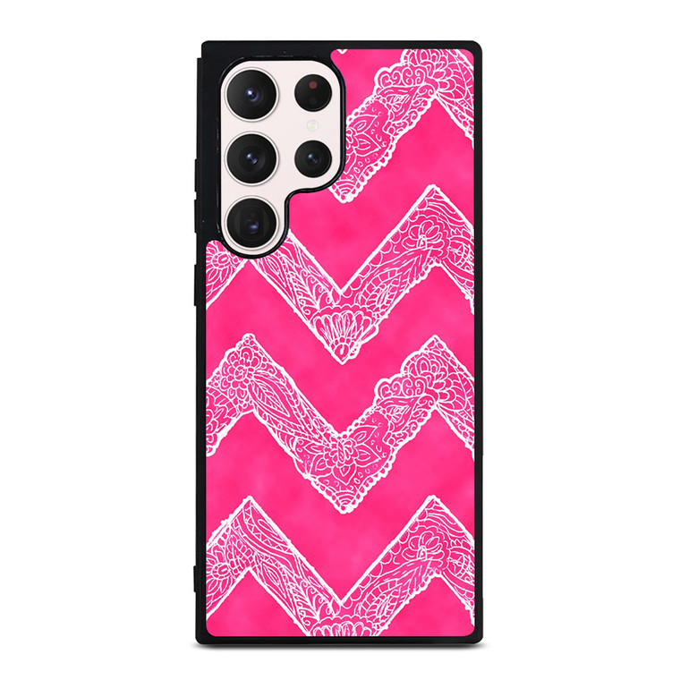 WHITE FLORAL PAISLEY CHEVRON PATTERN Samsung Galaxy S23 Ultra Case Cover