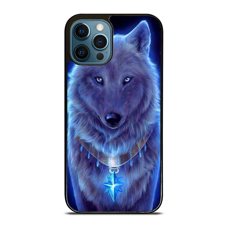 BLUE EYE GRAY FANTASY WOLF iPhone 12 Pro Case Cover