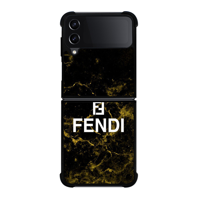 FENDI FASHION ROMA LOGO BLACK MARBLE Samsung Galaxy Z Flip 4 Case Cover