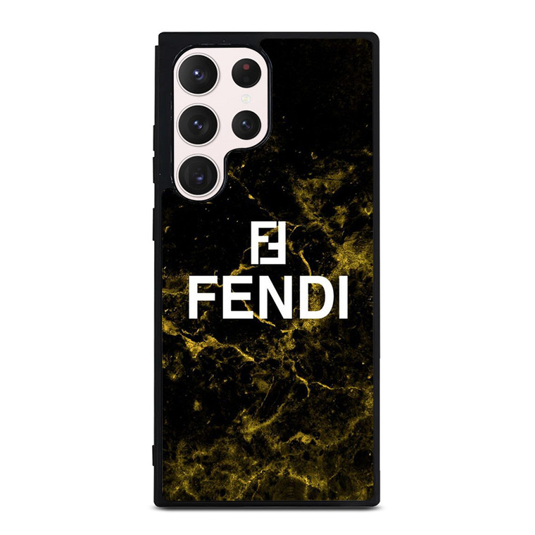 FENDI FASHION ROMA LOGO BLACK MARBLE Samsung Galaxy S23 Ultra Case Cover