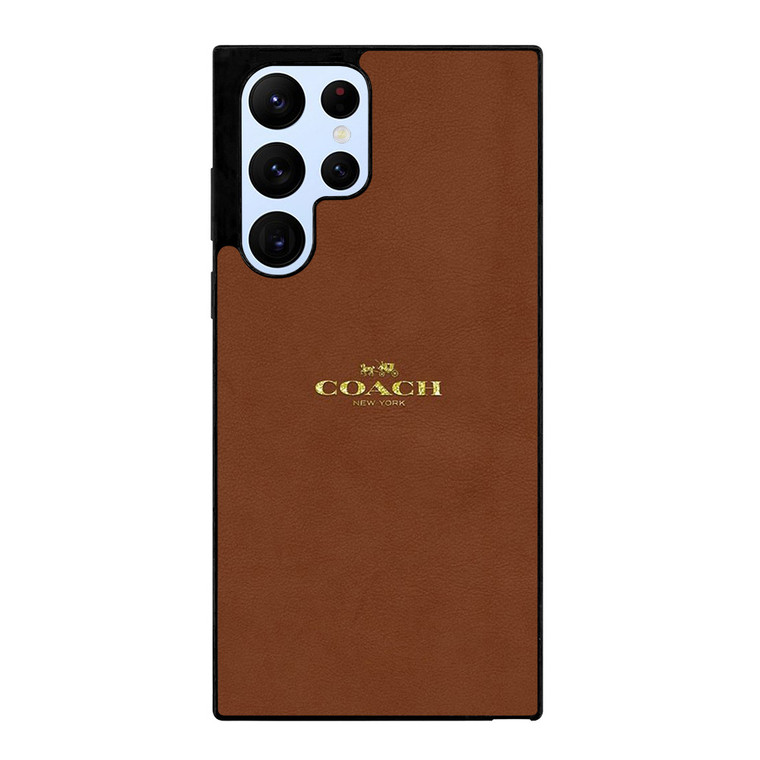 COACH NEW YORK LOGO BROWN Samsung Galaxy S22 Ultra Case Cover