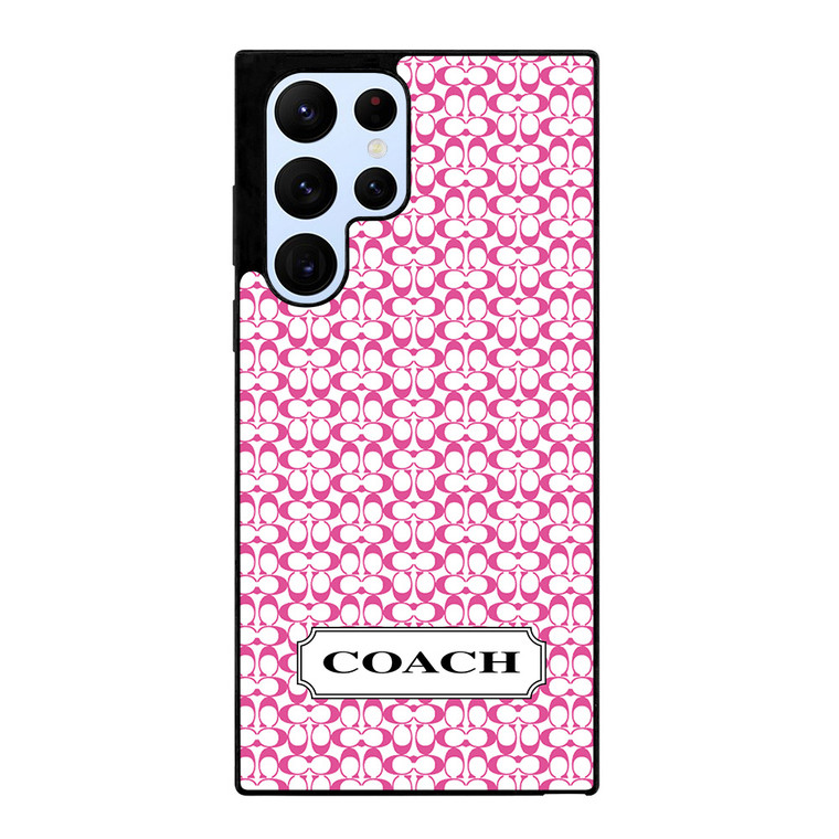 COACH NEW YORK LOGO PATTERN PINK Samsung Galaxy S22 Ultra Case Cover