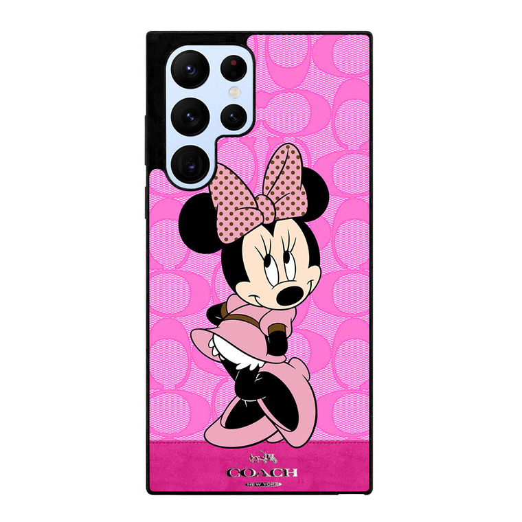 COACH NEW YORK PINK LOGO MINNIE MOUSE DISNEY Samsung Galaxy S22 Ultra Case Cover