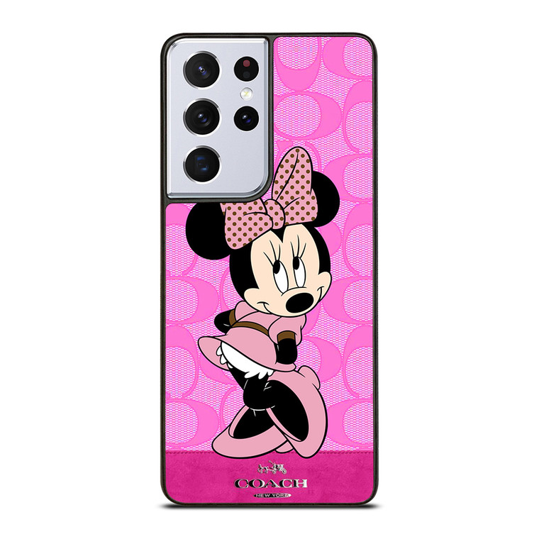 COACH NEW YORK PINK LOGO MINNIE MOUSE DISNEY Samsung Galaxy S21 Ultra Case Cover