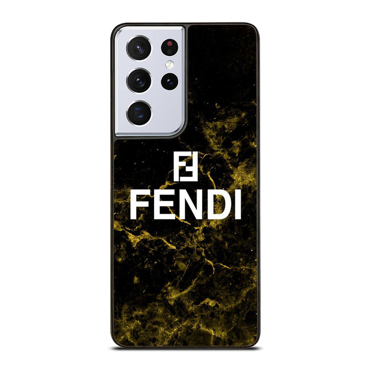 FENDI FASHION ROMA LOGO BLACK MARBLE Samsung Galaxy S21 Ultra Case Cover