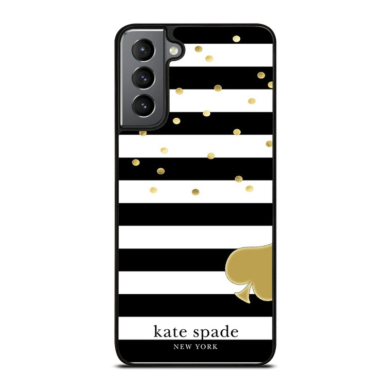 KATE SPADE NEW YORK LOGO GOLDEN POLKADOTS STRIPES PATTERN Samsung Galaxy S21 Plus Case Cover