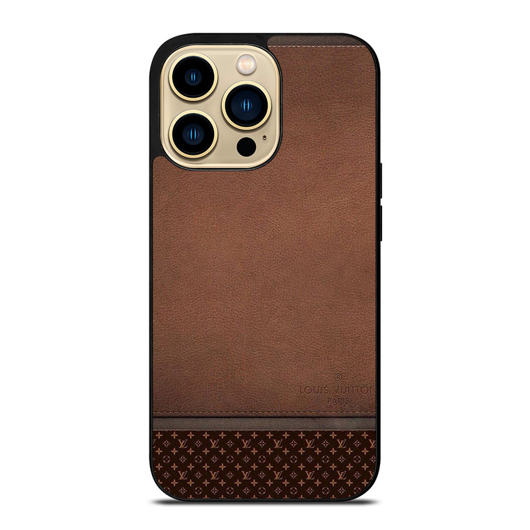 LV LOUIS VUITTON LOGO BROWN LEATHER BAG iPhone 14 Pro Max Case Cover