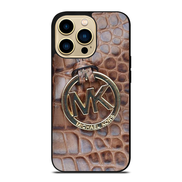 MICHAEL KORS BROWN LEATHER iPhone 14 Pro Max Case Cover