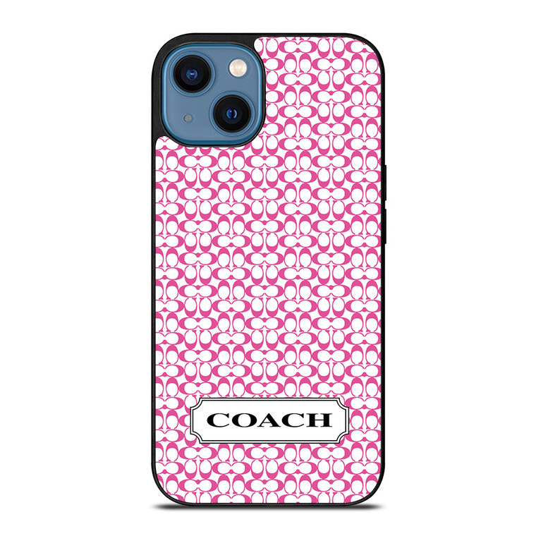 COACH NEW YORK LOGO PATTERN PINK iPhone 14 Case Cover