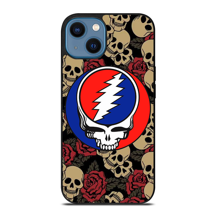 GREATEFUL DEAD BAND ICON SKULL AND ROSE iPhone 14 Case Cover
