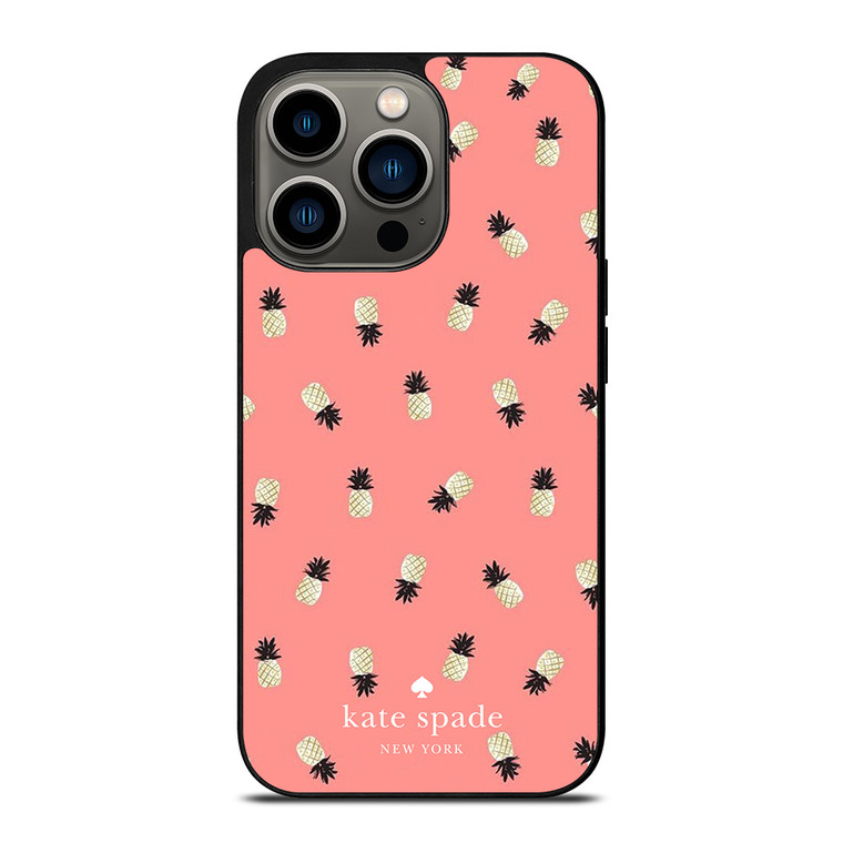 KATE SPADE NEW YORK LOGO PINK PINEAPPLES ICON iPhone 13 Pro Case Cover