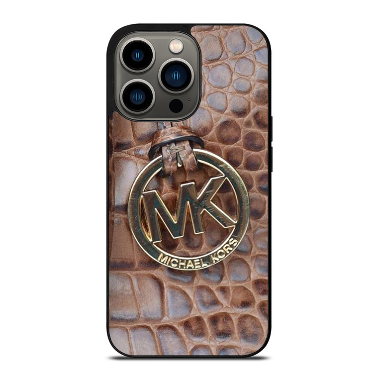 MICHAEL KORS BROWN LEATHER iPhone 13 Pro Case Cover