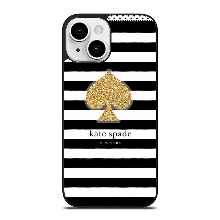 KATE SPADE NEW YORK GOLD LOGO STRIPES PATTERN iPhone 13 Mini Case Cover