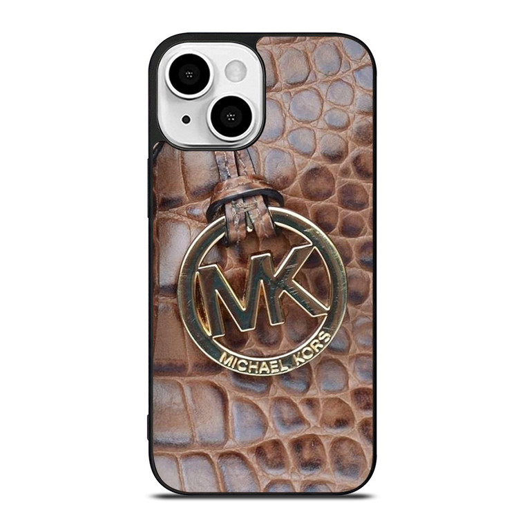 MICHAEL KORS BROWN LEATHER iPhone 13 Mini Case Cover