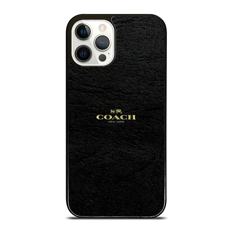 COACH NEW YORK BLACK LEATHERWARE LOGO ICON iPhone 12 Pro Case Cover