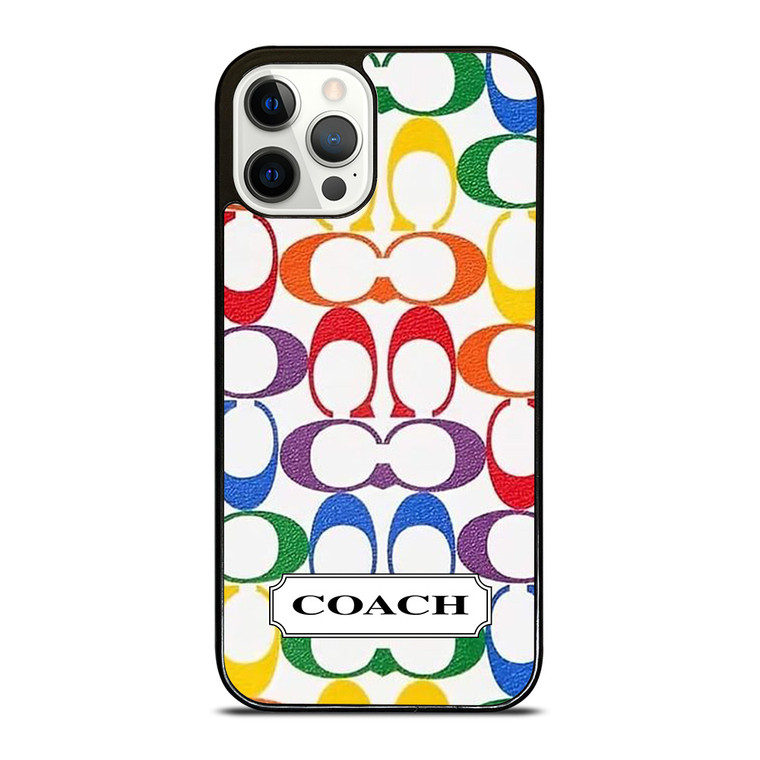 COACH NEW YORK LEATHERWARE LOGO COLORFUL iPhone 12 Pro Case Cover