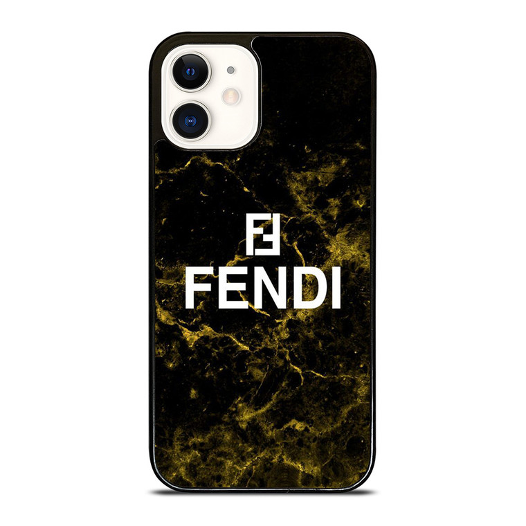 FENDI FASHION ROMA LOGO BLACK MARBLE iPhone 12 Case Cover