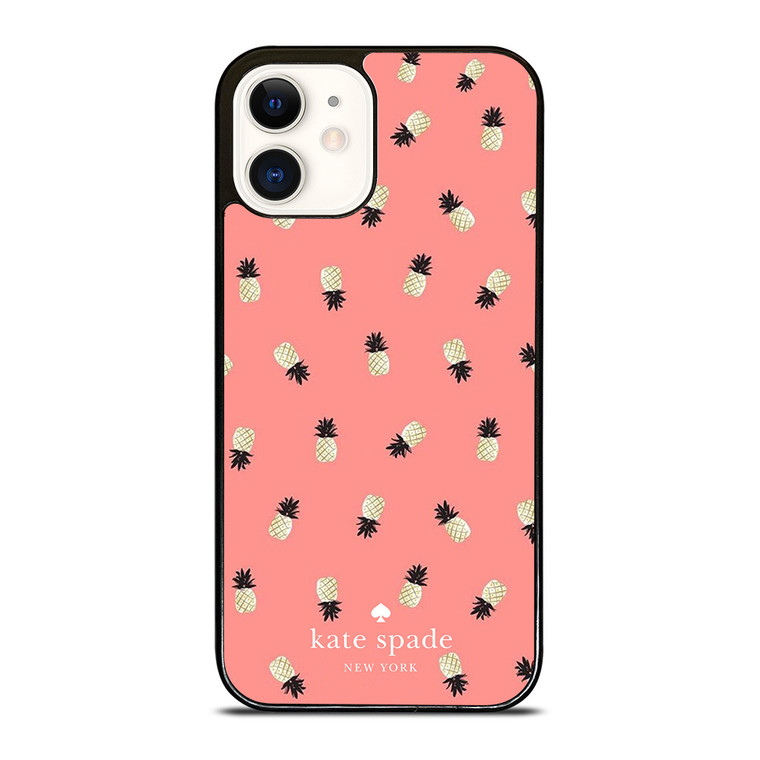 KATE SPADE NEW YORK LOGO PINK PINEAPPLES ICON iPhone 12 Case Cover