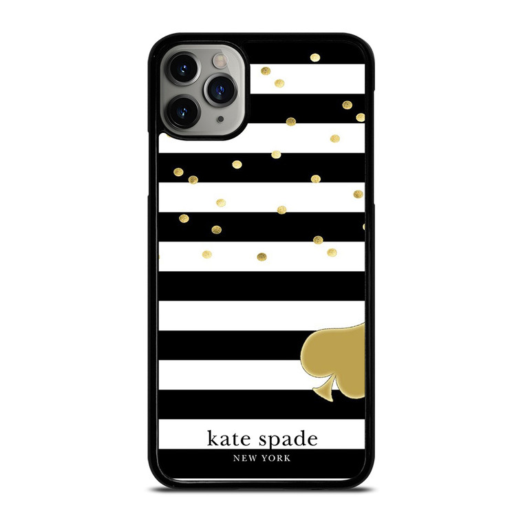 KATE SPADE NEW YORK LOGO GOLDEN POLKADOTS STRIPES PATTERN iPhone 11 Pro Max Case Cover