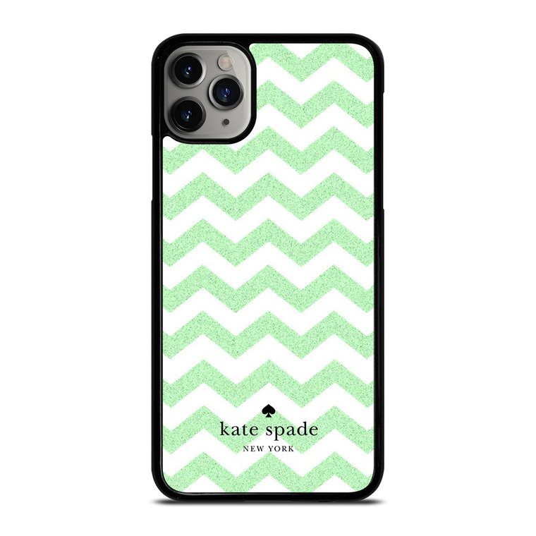 KATE SPADE NEW YORK LOGO GREEN CHEVRON PATTERN iPhone 11 Pro Max Case Cover