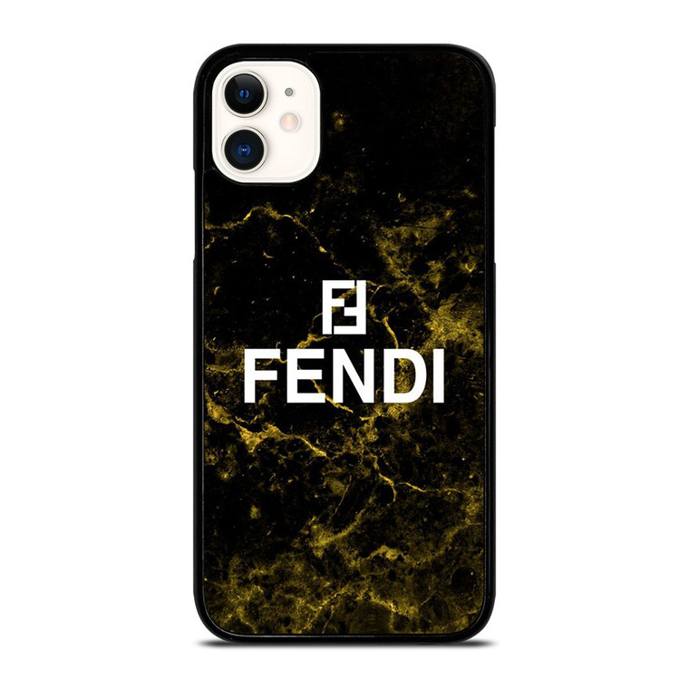 FENDI FASHION ROMA LOGO BLACK MARBLE iPhone 11 Case Cover