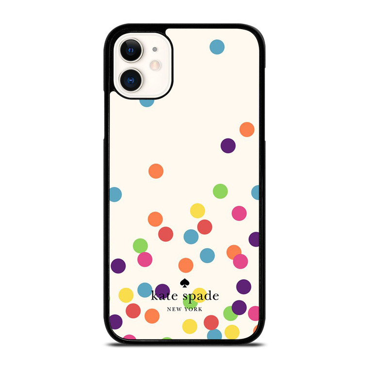 KATE SPADE NEW YORK LOGO COLORFUL POLKADOTS ICON iPhone 11 Case Cover