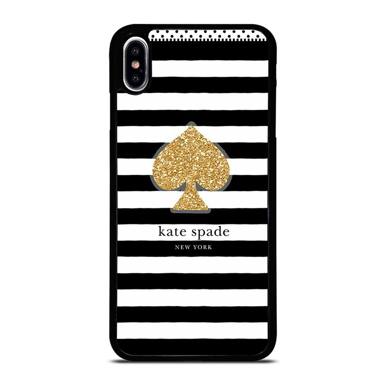 KATE SPADE NEW YORK GOLD LOGO STRIPES PATTERN iPhone XS Max Case Cover