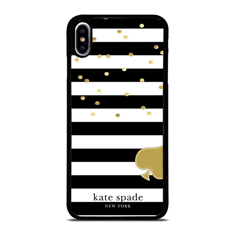 KATE SPADE NEW YORK LOGO GOLDEN POLKADOTS STRIPES PATTERN iPhone XS Max Case Cover