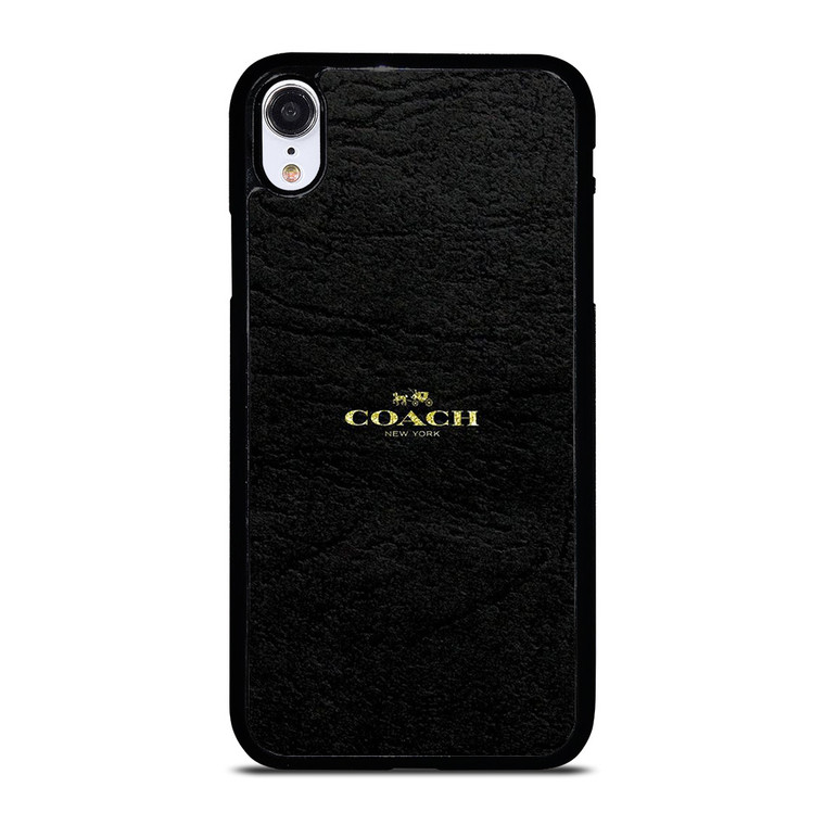 COACH NEW YORK BLACK LEATHERWARE LOGO ICON iPhone XR Case Cover