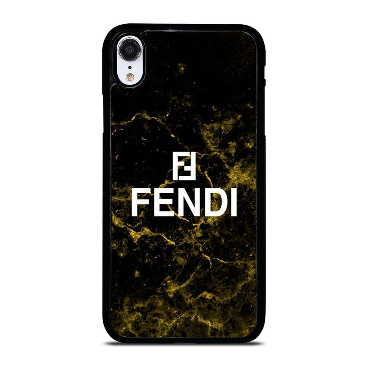 FENDI FASHION ROMA LOGO BLACK MARBLE iPhone XR Case Cover