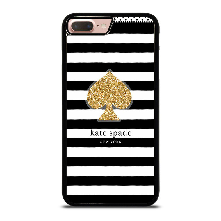KATE SPADE NEW YORK GOLD LOGO STRIPES PATTERN iPhone 8 Plus Case Cover