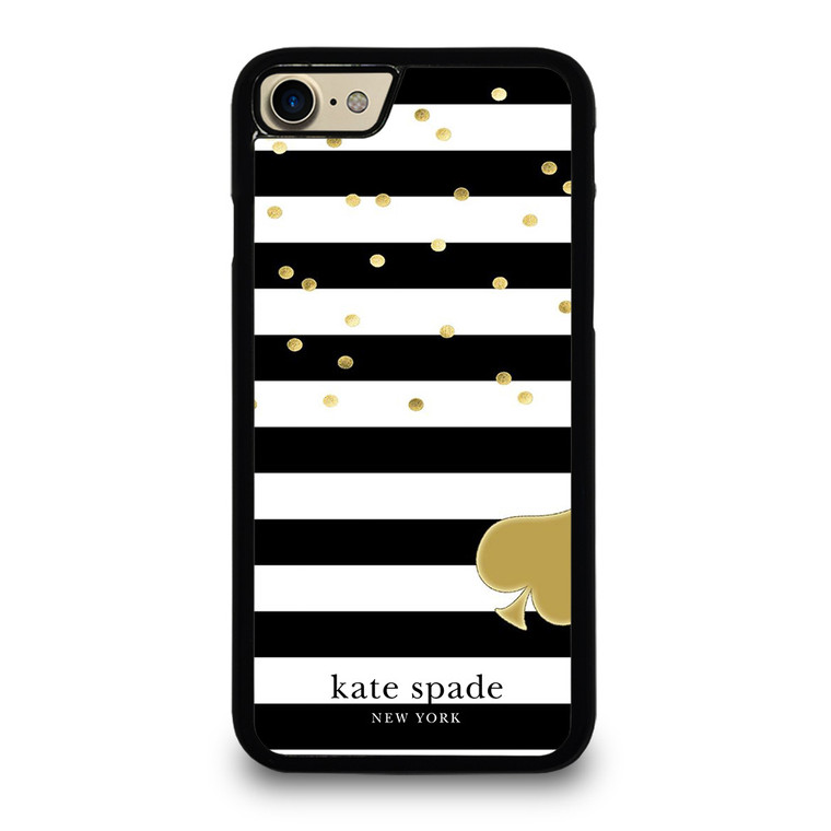 KATE SPADE NEW YORK LOGO GOLDEN POLKADOTS STRIPES PATTERN iPhone 8 Case Cover