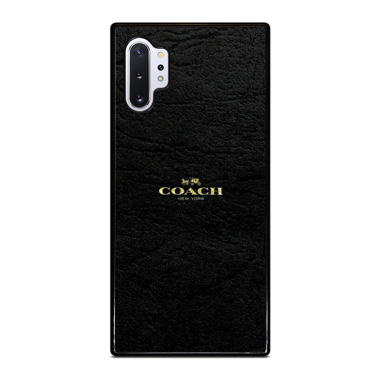 COACH NEW YORK BLACK LEATHERWARE LOGO ICON Samsung Galaxy Note 10 Plus Case Cover