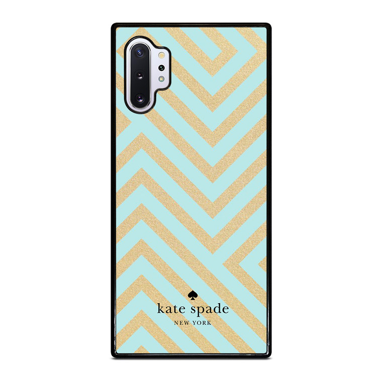 KATE SPADE NEW YORK LOGO GOLDEN GREEN CHEVRON PATTERN Samsung Galaxy Note 10 Plus Case Cover