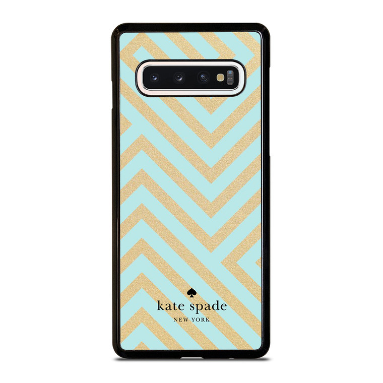 KATE SPADE NEW YORK LOGO GOLDEN GREEN CHEVRON PATTERN Samsung Galaxy S10 Case Cover