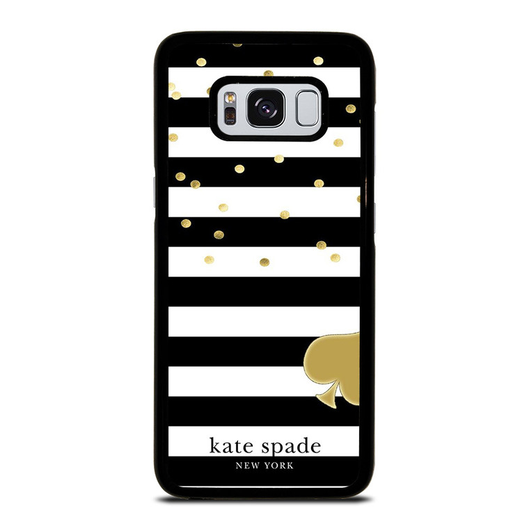 KATE SPADE NEW YORK LOGO GOLDEN POLKADOTS STRIPES PATTERN Samsung Galaxy S8 Case Cover