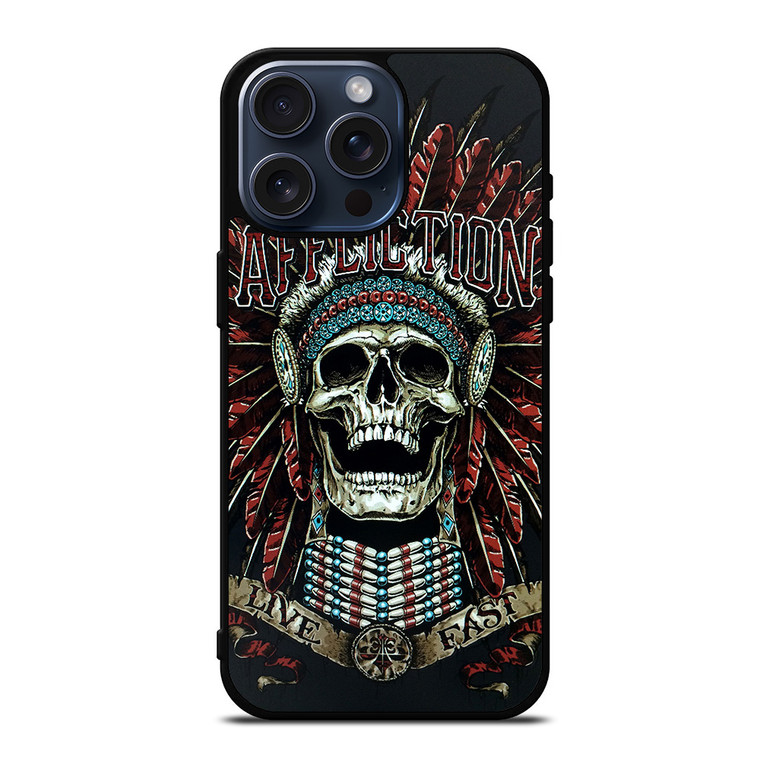 AFFLICTION SKULL INDIAN iPhone 15 Pro Max Case Cover