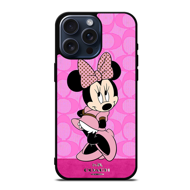 COACH NEW YORK PINK LOGO MINNIE MOUSE DISNEY iPhone 15 Pro Max Case Cover