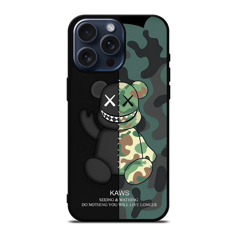 KAWS CAMO SEEING AND WATHING iPhone 15 Pro Max Case Cover