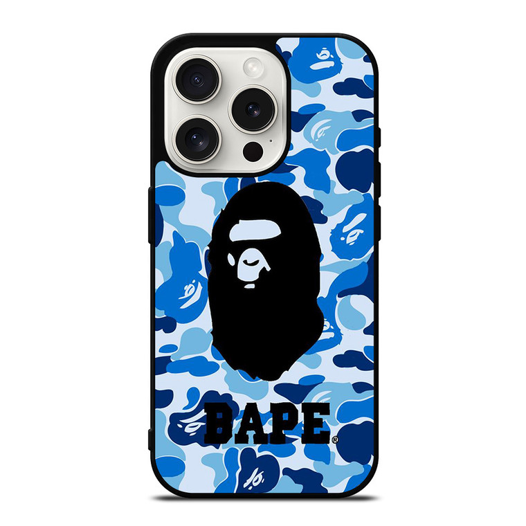 BATHING APE BAPE CAMO BLUE iPhone 15 Pro Case Cover