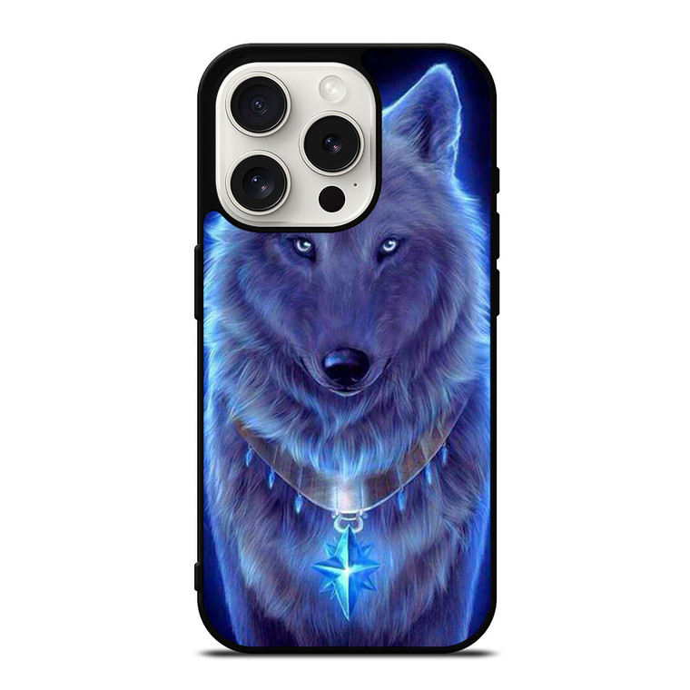 BLUE EYE GRAY FANTASY WOLF iPhone 15 Pro Case Cover