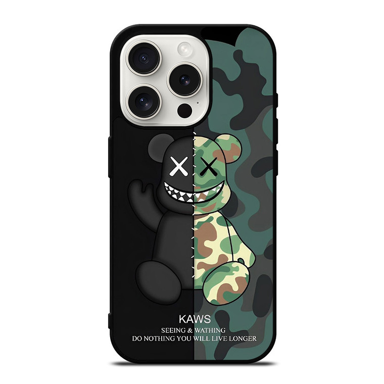 KAWS CAMO SEEING AND WATHING iPhone 15 Pro Case Cover